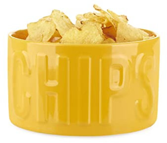 Balvi Cuenco Aperitivo Chips Color Amarillo Un Cuenco Original y con Estilo 1L Cerámica 8,5x15x15 cm