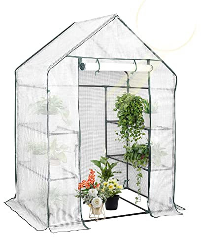YSUEFIJO Gewachshaus Balkon Winterfest, Foliengewachshaus Stabil, Tomaten Gewachshaus Klein, Hochwertiges Anzuchthaus Garten Balkon, Treibhaus mit Tür Zum Aufrollen