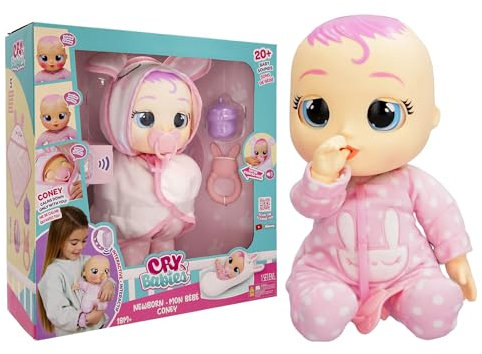 Cry Babies Magic Tears Newborn Coney-Deluxe interaktive Puppe Neugeborenen Puppe mit einem magischen Armband, die echte Tränen weint, Babyzubehör enthält. -Geschenk Spielzeug für Kinder ab 18 Monaten