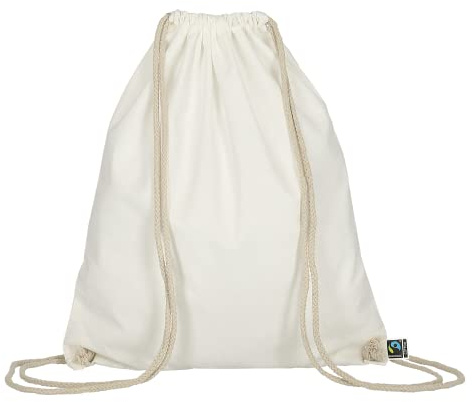 TEXXILLA 10er | 100er | 200er Pack Fairtrade Turnbeutel - 14 Farben | mit robusten Zugbändern | 38x46cm | Jutebeutel | Einkaufstasche | unbedruckt, Farbe:weiß, Menge:1