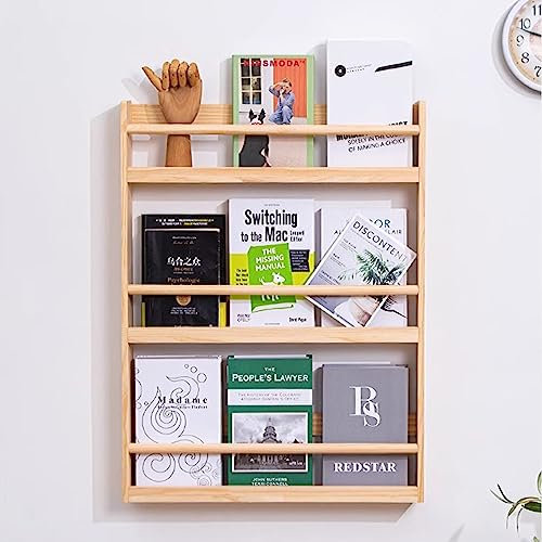 Prospektständer Holz Wand Zeitschriftenregal, Hängende Bücherregal Aktenhalter Veranstalter für Wohnzimmer, 3-lagiger Prospektständer für Ausstellungsräume, Einfache Montage ( Size : W-60cm(23 5/8) )