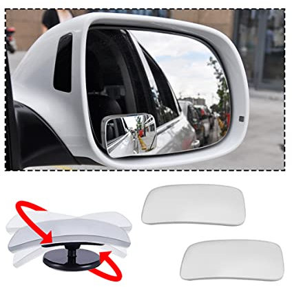 JNNJ Specchietto Retrovisore per Auto HD per L'angolo Cieco, Specchietti Retrovisori in Vetro Impermeabile Senza Cornice, Specchio Laterale Convesso Grandangolare Comune a Tutti I Veicoli(Rettangolo)