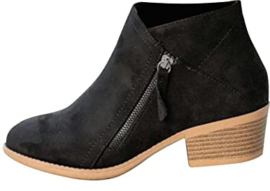 NUSGEAR 2026 Botines Mujer Zapatos Botas de tacón bajo Moda Casual Otoño Invierno clásico ante Elegante Botas de Nieve Comodos Antideslizante caliente Boots vintage fiesta Zapatos