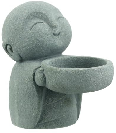 Landical Statues de Bouddha en grès - Statue de Moine Zen priant - Sculptures d'ornement pour Richesse et Chance - Décoration Feng Shui, décoration de Maison, Bureau, Voiture (Moine jizo)