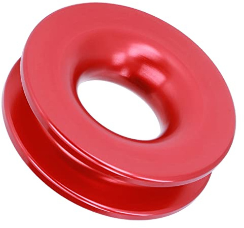 High Breaking Strength Recovery Ring with Aluminum Alloy Snatch Pulley for ATV UTV Truck, Marine Boat Shackles (Red)