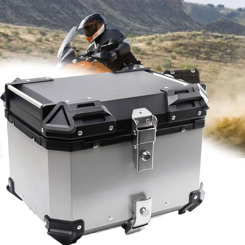 Topcase Motorradkoffer Schwarz 45/55/65/80/100L Motorrad Heckbox Koffer Abschließbar Mit Halterung Haltbar Motorrad Top Back Box Für Roller, Motorrad, Mofa & Quad (Color : Silver, Größe : 36L: L 38c