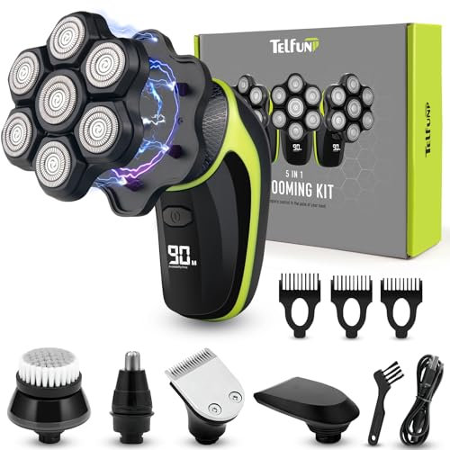 Rasoio a testa 7D per calvi, telfun rimovibile, display LED asciutto/bagnato, uomo IPX7, impermeabile per uomo con carica tipo C