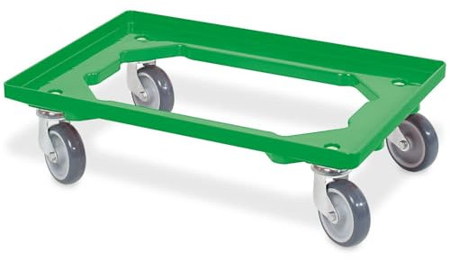 BRB Transportroller für Behälter 60x40 cm, offen, 4 Lenkrollen, 250 kg Tragkraft (grün)