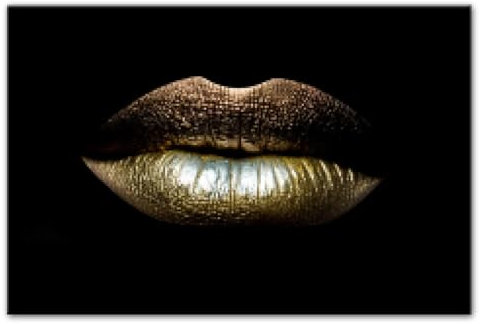 LSYALUCK Abstrakte Wandbilder, goldene Lippen, Leinwandgemälde, moderne Schwarz-Weiß-Wandkunst, Leinwanddrucke, Schönheit, Pop-Art, Heimdekoration, 40 x 60 cm (16 x 24 Zoll), rahmenlos