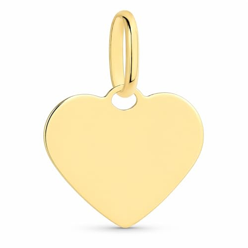 Rodium - Goldene Anhänger, Herzanhänger Gelbgold, 14 Karat Gold/ 585er Feingehalt, Charms für Halskette oder Ketten Armband, Ideales Geschenke, Kettenanhänger für Goldschmuck