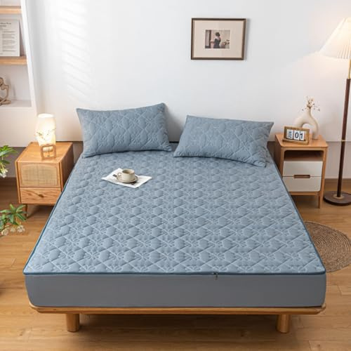 Matratzenbezug mit Reißverschluss 70x140 Anpassbare Matratzenüberzug Encasing Matratzenschutz Atmungsaktiver Schoner/Topper für Matratzen Waschbar Matratzenhülle Spannbetttuch (160x200+10cm,Blue)