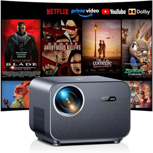 Netflix Certifié Videoprojecteur 4K VGKE RD999, 900 ANSI Lumens RétroProjecteur avec Dolby Audio, Auto Focus & Auto Keystone, Natif 1080P, WiFi 6,Bluetoooth, Projecteur Video avec Youtube/Prime Video
