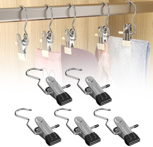 Klammern Metall, Edelstahl Wäscheklammern, Multifunktionale Rutschfeste Metall Clips, Sockenklammern für Waschmaschine und Trockner, für Socken, Schuhe (5, Schwarz)