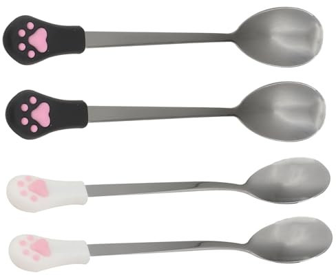 TOGEVAL 4pcs Stainless Steel Pet Food Spoon Dog Cat Can Food Spoon Pet Kitchen Accessories