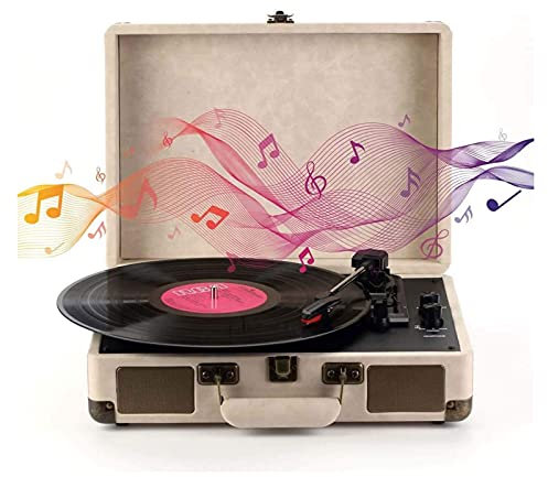 JFNHUTL Giradischi Bluetooth con Altoparlanti Stereo Giradischi Portatile a Cinghia a 3 velocità Giradischi in Vinile Radio Stereo Lettore in Vinile Vintage per intrattenimento e
