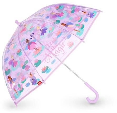 LEGAMI - Dancin' In The Rain Kinderregenschirm, Fairy Motiv, winddichte Struktur, manuelle Öffnung, Stoffverschluss mit Platz für Namen, Hakengriff, 73x65 cm