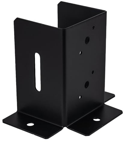 Heavy-Duty Black Powder-Coated Three-Way Bolt-Down Pergola Post Support - Premium Pergola Connector - 100mm - 4