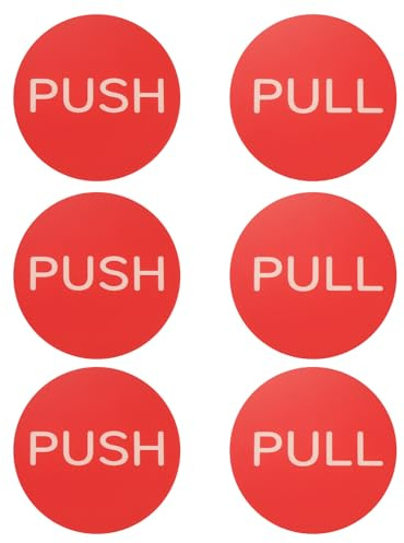 PATIKIL 3Set Autocollants Panneaux Portes Pousser Tirer, 3Pouces Panneaux Pousser Tirer Plaque Acrylique Verticale Autocollante Pour Portes Vitres Magasins Commerces, Rond, Rouge