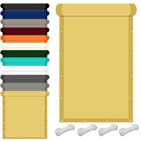 Tenda a Vela Impermeabile 6 x 8.8 m Protezione UV Impermeabile e Antivento Telo Ombreggiante Inclusa Corda Fissa per Giardino Balcone Piscina, Giallo sabbia
