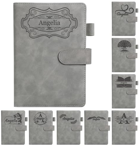 SHKINETARRY Personalisiertes Leder Notizbuch, individuelles Notizbuch mit Namensgravur, für Männer und Frauen