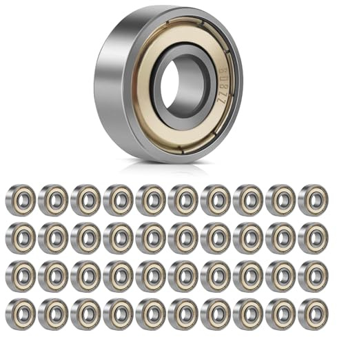 yolzhxe 40 piezas Rodamientos de Bolas, 608 ZZ Rodamiento Skate Doble Blindado, 8 mm x 22 mm x 7 mm, Miniatura Cojinetes Skate para Patinetas, Patines de Cuatro Ruedas