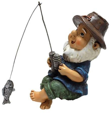 Abaodam Resin Fishing Gnome Garden Ornament Outdoor Decor for Ponds and Landscapes 1-Piece Resin Statue for Lawn and Home Decoration
