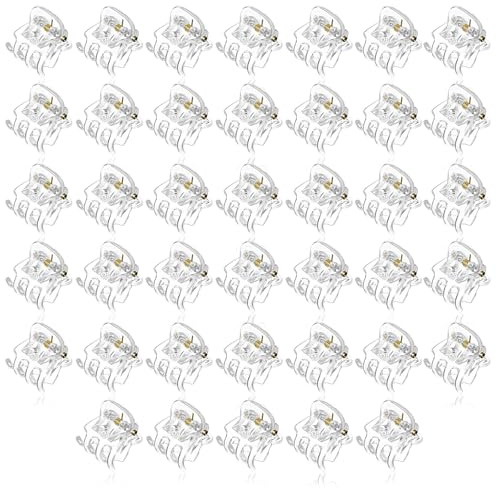 DOPENSPI 40 Stück Mini Haarspangen, 1.5 cm Kleine Haarschmuck Haarspangen Transparente Haarnadel aus Kunststoff Haarstyling Zubehör für Damen und Mädchen