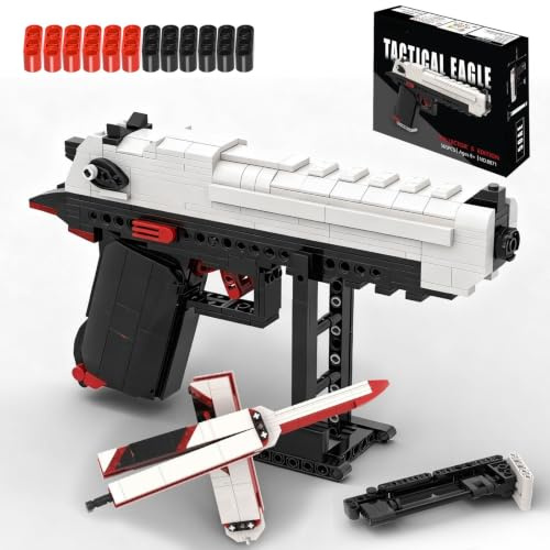 Sosuy Wüstenadler Baustein Pistole Set, Waffen Modell Spielzeug für Kinder | 663Stk 1:1 Schießbares Gewehr Schmetterlingsmesser Bausatz, Militär Sammlung Geschenke für Erwachsene Män Jungen ab 8 Jahren