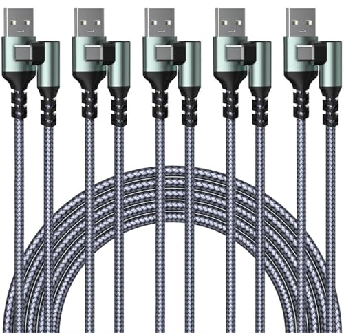 KAHDGSS Cable De Carga USB C 2 Metros Longitud Larga Diseño Cabeza En Ángulo Construcción Tejido Adecuado para Áreas Pequeñas La Cama del Automóvil Cable USB Tipo C Trenzado para Múltiples
