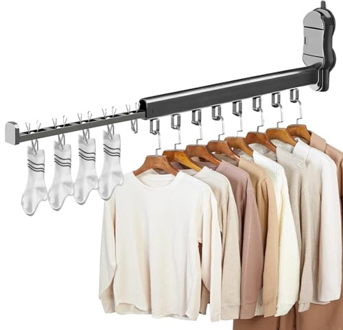 Bocguy 360° Adjustable Clothes Airer Wall Mounted with Suction Cup Extendable Clothes Fan Aluminium Clothes Dryer Wall Clothes Airer Bathtub Balcony