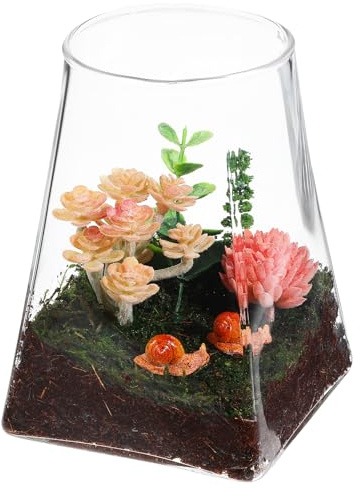 ifundom Glas Pflanzgefäß Quadratisch Rund ohne Deckel Robustes Glas Terrarium für Moos Hydrokultur Propagation Station Dekorative Vase für Innenraum Fensterbank und Schreibtisch