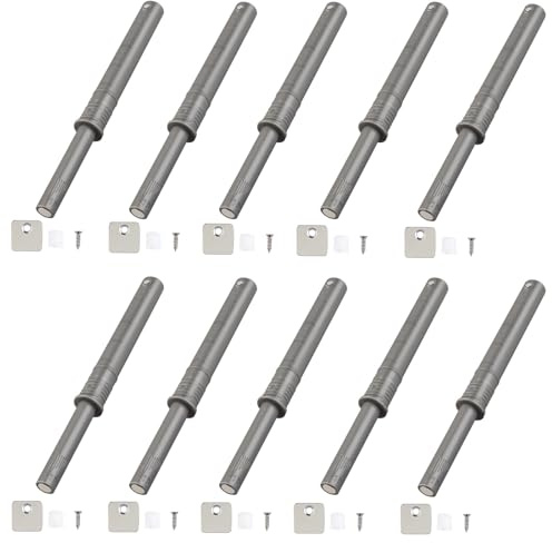 Confezione da 10 chiusure a pressione per aprire porte, chiudiporta a spinta, chiusura magnetica, invisibile, dispositivo a pressione nascosto, maniglia nascosta, lunghezza 107 mm, grigio