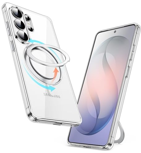 JETech 360° Rotatable Ring Stand Case for Samsung Galaxy S26 Ultra, Clear | Compatible with MagSafe, Clear Back, Stand & Ring Holder, Shockproof Protection