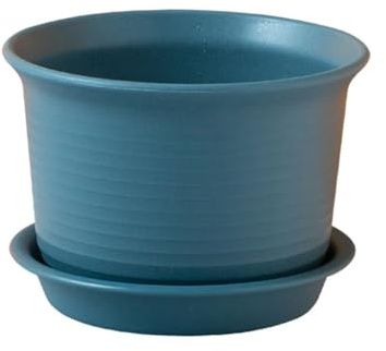 mophrati Pot de Fleur de Sol Table Chambre Balcon Jardin Pot Fleurs en Plastique Herbe jardinière succulente conteneur avec Soucoupe, Bleu, L【diamètre 18cm】