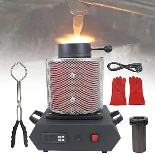 Four de fusion électrique pour or et argent, outil de fonderie et de fabrication de bijoux, machine de fusion numérique, four électrique 1150 °C (2102 °F), forge pour cuivre et aluminium Red-3kg