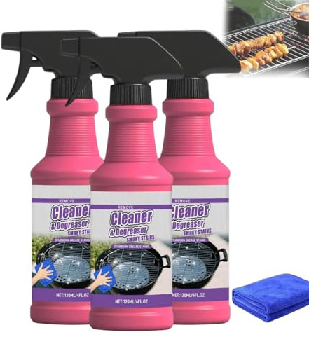 Fast-Acting Heavy-Duty Grill Degreaser Spray, Oven Cleaner Heavy Duty Spray, Barbecue Cleaner Kitchen Appliance Cleaner Spray, Clean up Kitchens Oil Stain Remover Spray for Air Fryer Ovens Grill (3PC)