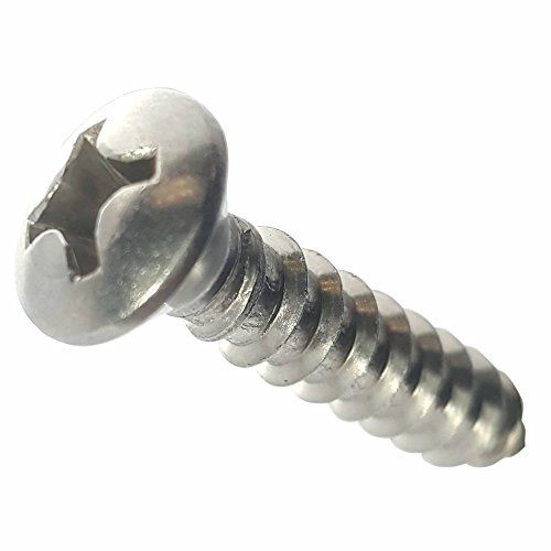 #12 x 1 Oval Head Sheet Metal Screws, Phillips Drive, Stainless Steel 18-8, Full Thread, Bright Finish, Self-Tapping, Quantity 100 by Fastenere
