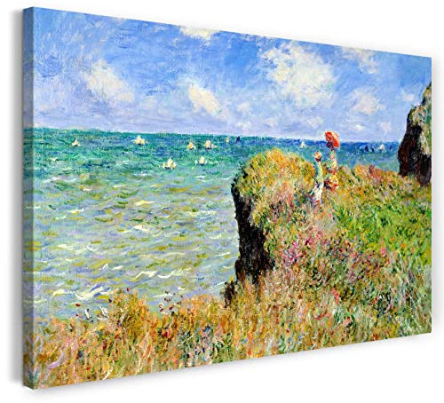 Printed Paintings Impression sur Toile (80x60cm): Claude Monet - Marcher sur Le Niveau de la fala