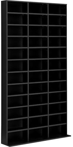 HOMCOM förvaringshylla CD/DVD förvaringsskåp för 1116 CDs 33 höjdjusterbara fack 102 x 24 x 195 cm svart