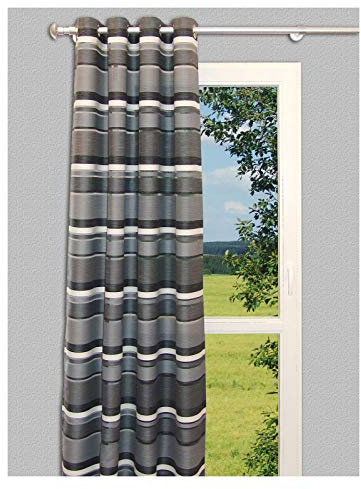 Ösenschal Dorien Dekoschal gestreift mit 8 Ösen 245 x 138 cm grau