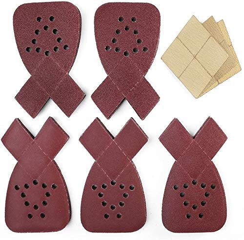 LotFancy Sander Pads for Black and Decker Mouse Sander, Mouse Sander Pads, 12 Holes Sanding Pads, 50PCS 60 80 120 150 220 Grit Sandpaper Assortment with Extra Tips for Replacement