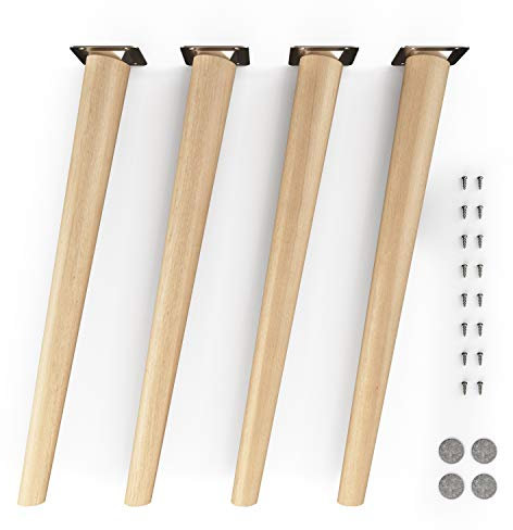 Sossai Möbelfüße aus Massivholz Buche mit Öl-Finish, Clif Round HMF2, 45 cm hoch, rund, schräge Ausführung, für Stühle, Tische, Schränke