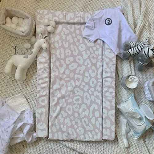 Pink Leopard Print Baby Changing Mat, Waterproof Padded Changing Pad with Easy Wipe Clean Surface