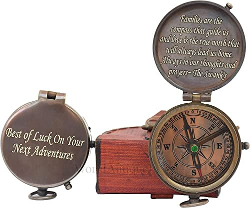 Engraved Personalisierter Vintage-Kompass, antiker Messing-Gedichtkompass mit Lederetui, Geschenk für Tochter vom Vater, Geschenk für Tochter von der Mutter (personalisierbarer Kompass)