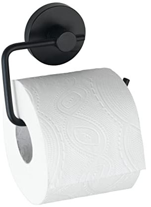 WENKO Toilettenpapierhalter ohne Bohren (Vacuum-Loc), WC-Rollenhalter zur Wandmontage, Stahl schwarz lackiert im Loft-Style, Bad-Accessoire Mod. Milazzo