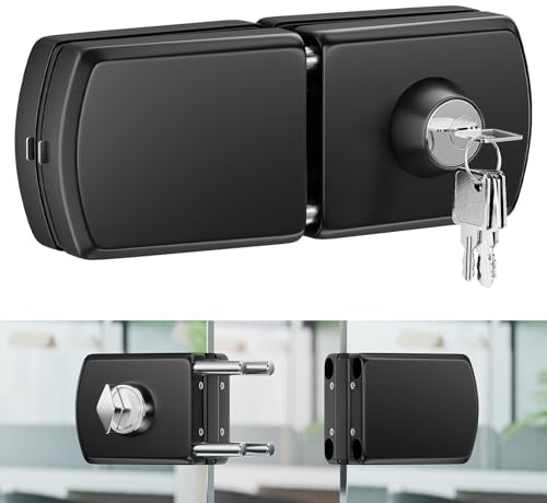 Ranbo Cerradura de Sujeción sin Taladrar para Cristal, Negro Mate