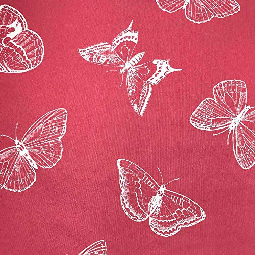 Kt KILOtela - Tessuto di tela stampata digitale, decorazione per tappezzeria, cuscini, tende, trapunte, borse, tovaglie, tessuto di 300 cm di lunghezza x 280 cm di larghezza | Farfalle - Rosa