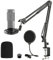 Audio Technica AT2020 Mic Boom Arm, Suspension Scissor AT2020 Microphone Stand with Shock Mount, Pop Filter, Upgraded Clamp for AT2020 AT2020USB+ AT2035 Condenser Studio Mic