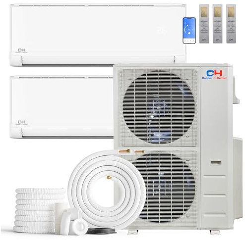 Cooper & Hunter 60,000 BTU 230V 2-Zone Ductless Mini Split Air Conditioner & Heat Pump – 30K+30K Wall Mounts – 22 SEER Inverter AC/Heater – Includes 25FT Installation Kits