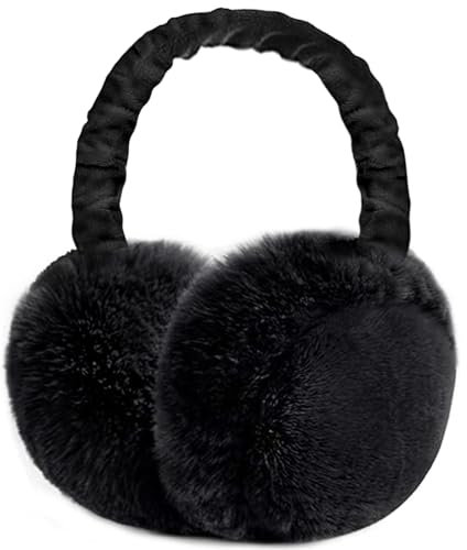 Aoreun Ohrenwärmer, Winter Ohrenschützer Faltbare Verstellbarer Plüsch Earmuffs Bequemer weicher für Outdoor Sportler Winter winddichtes warmes Ohrenwärmer für Damen und Herren (Schwarz)